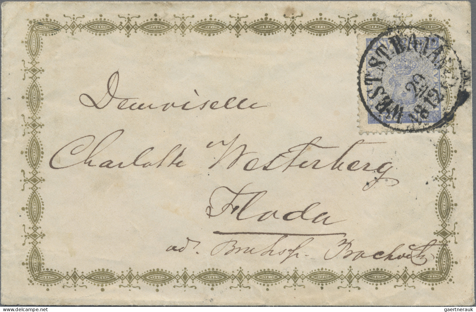 Sweden: 1858, 10 öre Ultramarin, Tied By Cds "WEST.ST.BANAN 29.12.(18)62" To Dec - Covers & Documents