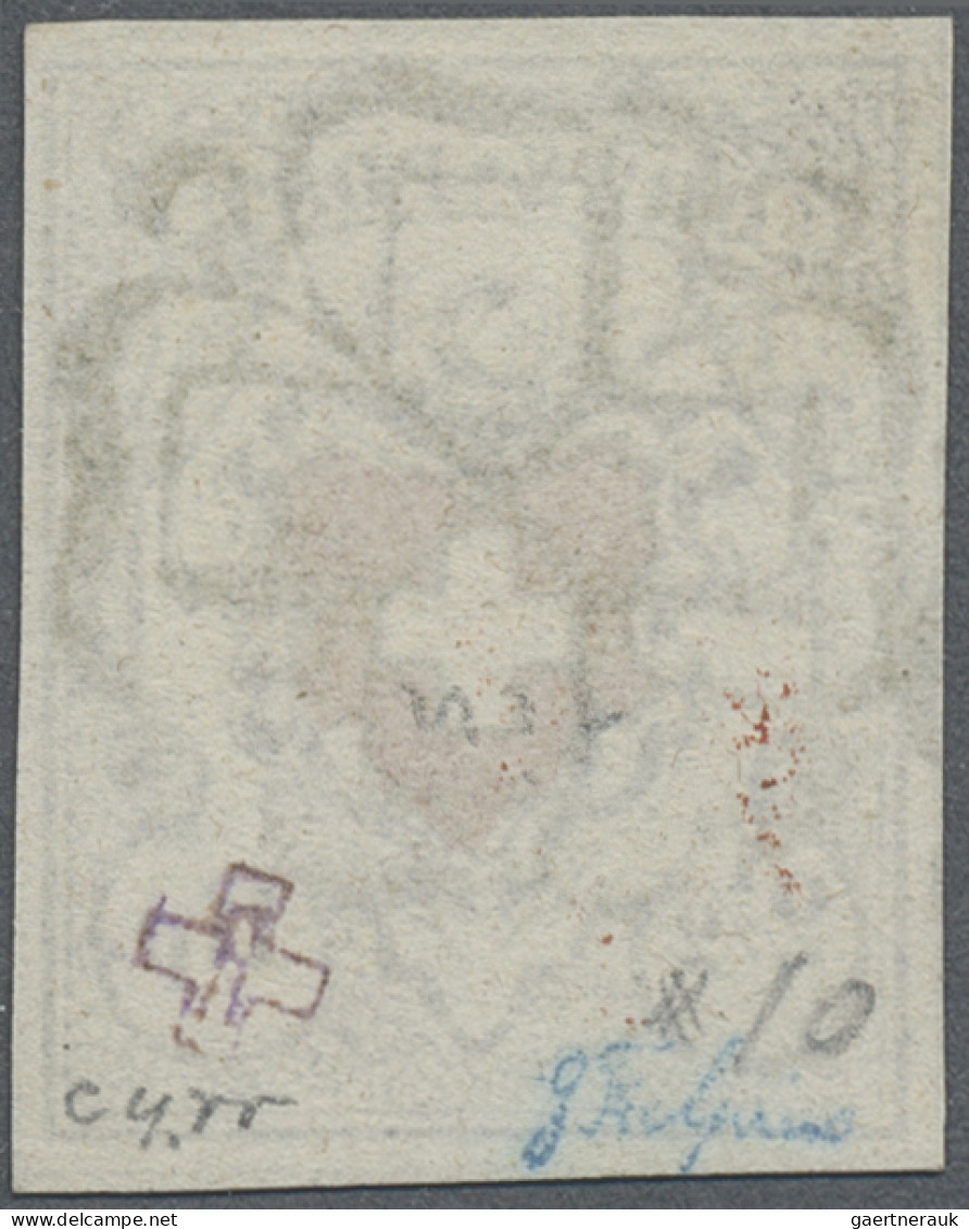 Schweiz: 1850, Ortspost 2½ Rp. Schwarz/rot Mit Kreuzeinfassung, Type 10, Farbfri - Gebruikt