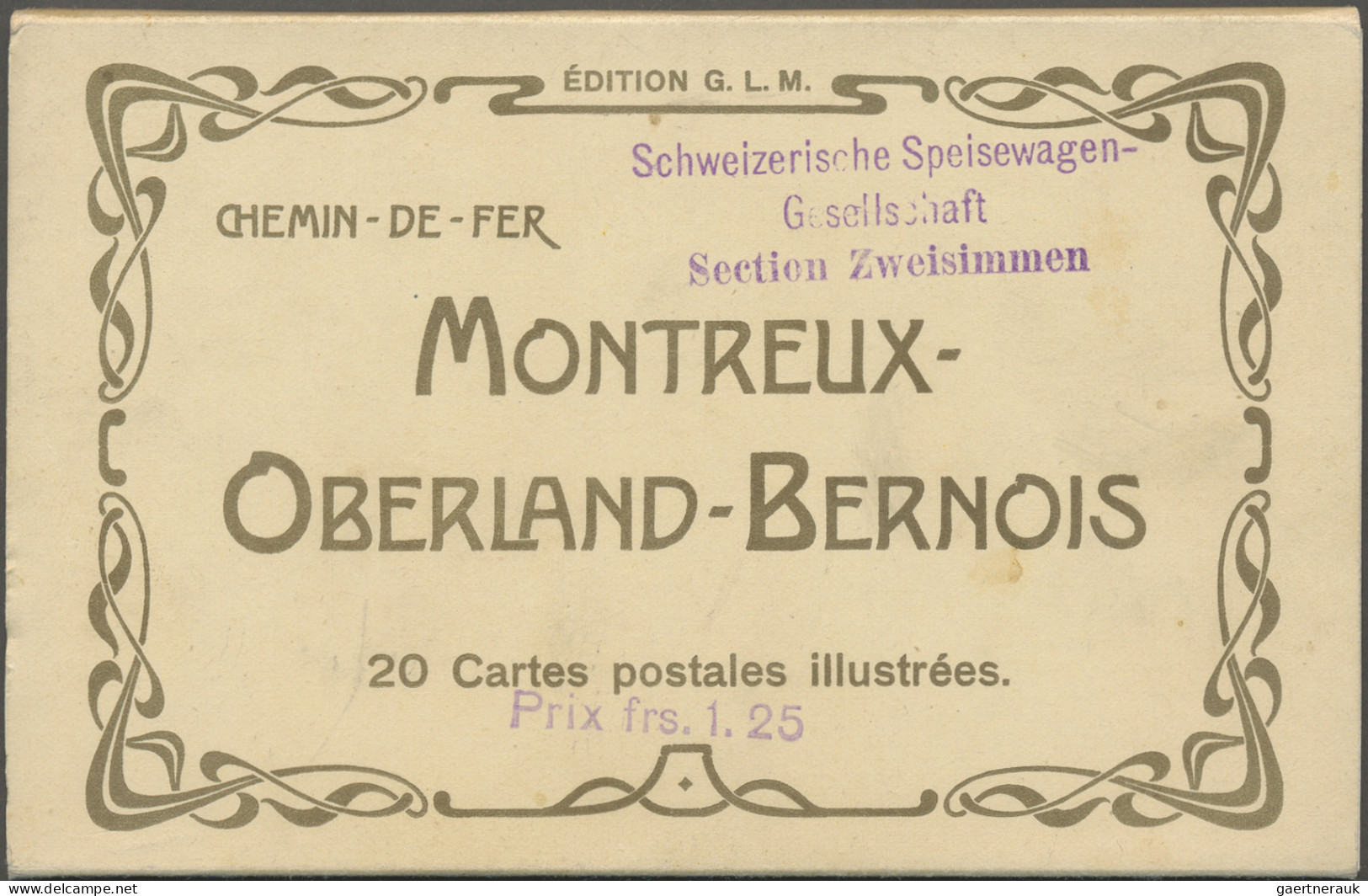 Schweiz: 1910 (ca.): Jugendstil-Ansichtskartenheft "Chemin-de-Fer Montreux-Oberl - Briefe U. Dokumente