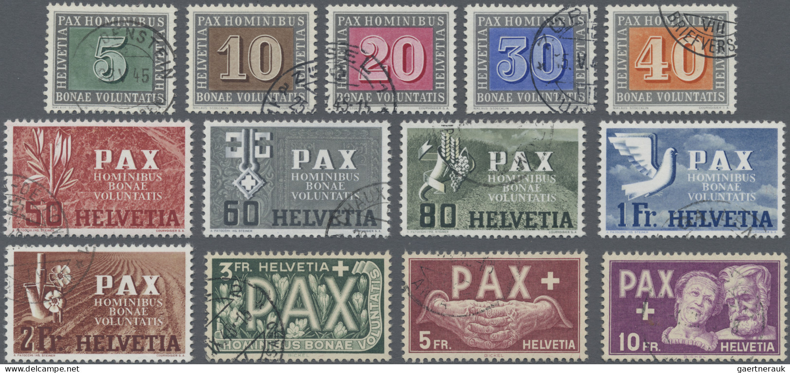 Schweiz: 1945 PAX, Kompletter Satz Sauber Gestempelt, Und In Guter Erhaltung. (M - Used Stamps