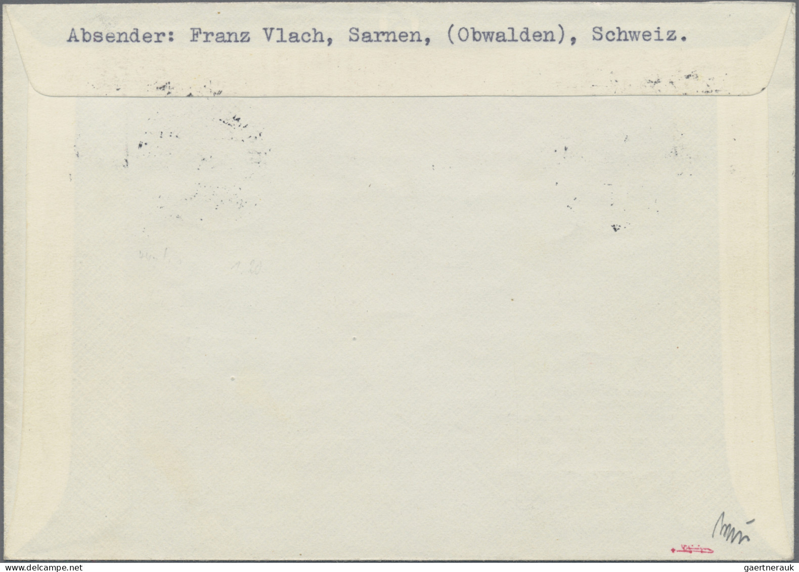 Schweiz: 1945, PAX-Serie, 5 Rp.-10 Fr., kompletter Satz auf vier Vordruckumschlä