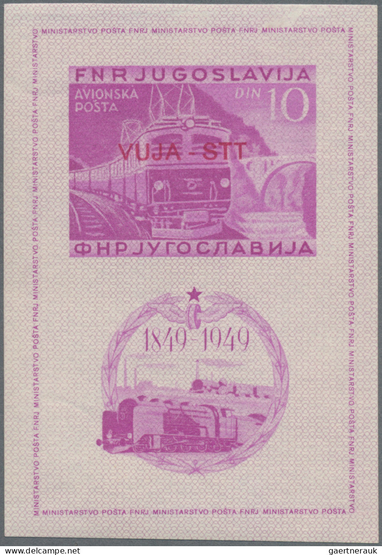 Trieste - Zone B: 1950, 100 Jahre Eisenbahn, Geschnittener U. Gez. Block - Mint/hinged