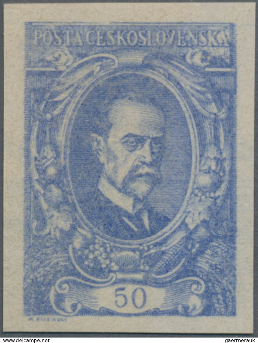 Czechoslowakia: 1920, President Masaryk, Imperforate Proof In Ultramarine With V - Neufs