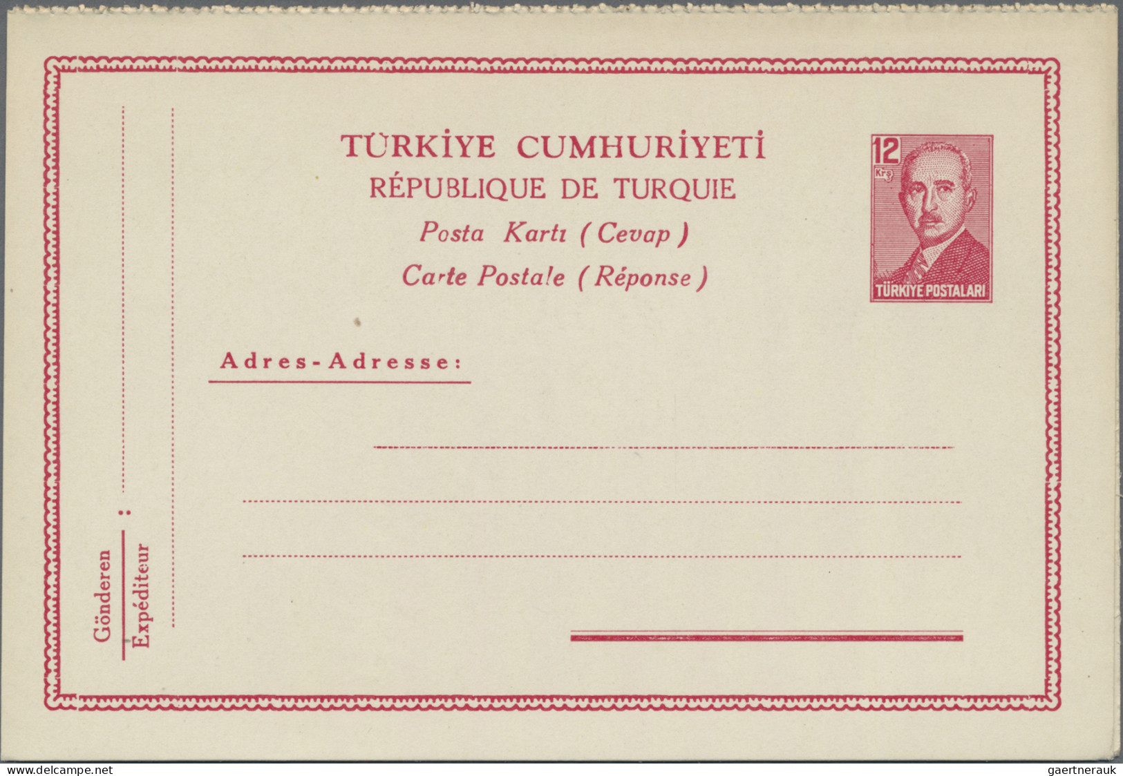 Turkey - Postal Stationery: 1949, President Inönü, Complete Set Of Four Mint Pos - Postwaardestukken