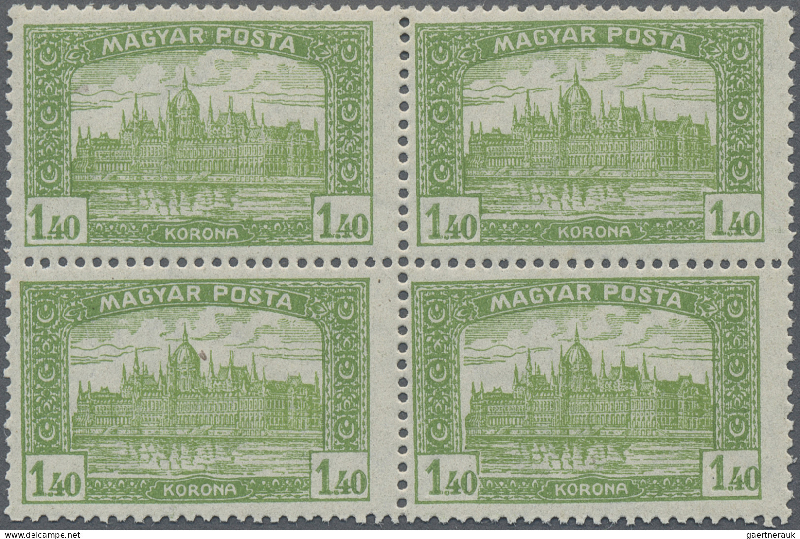 Hungary: 1919, Parliament Building Postage Stamps, 1.40 Kr In Mint Block Of Four - Neufs