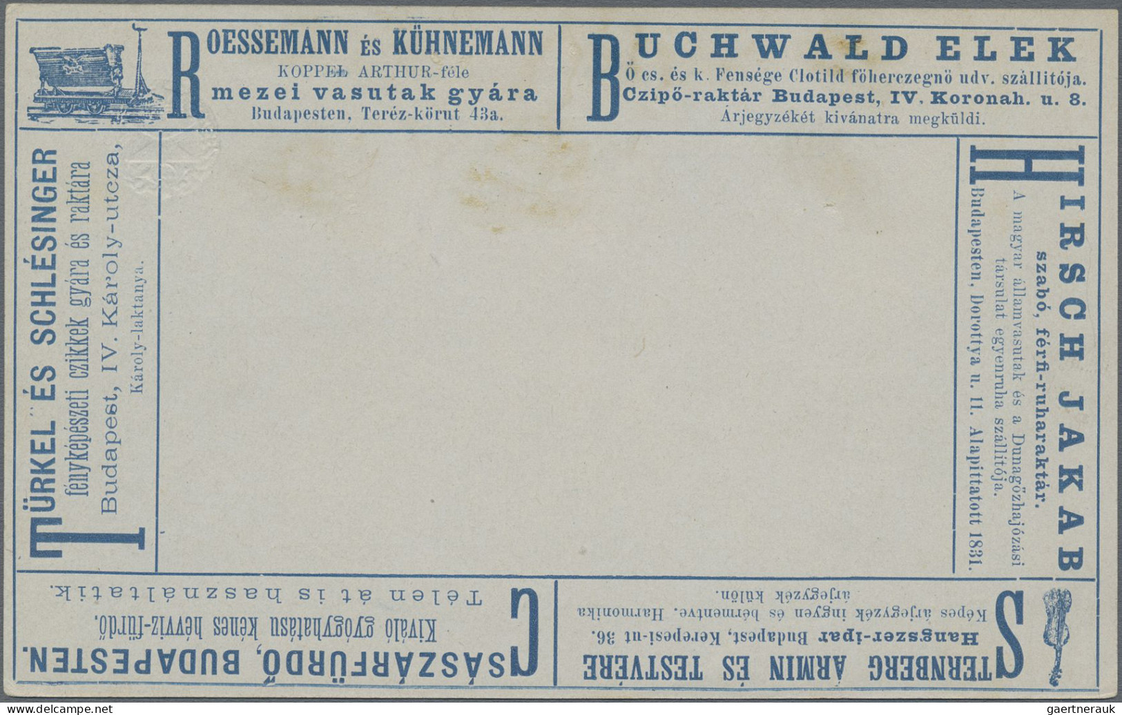Hungary - Postal Stationary: 1892, 2 Kr Blau Privat-Anzeigenpostkarte, Komplette - Entiers Postaux