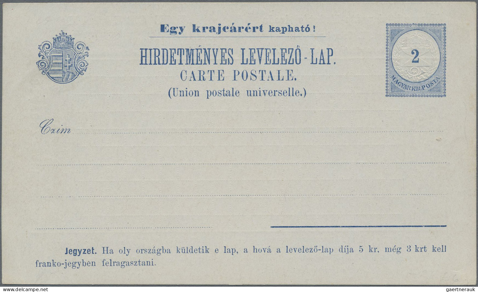 Hungary - Postal Stationary: 1892, 2 Kr Blau Privat-Anzeigenpostkarte, Komplette - Ganzsachen