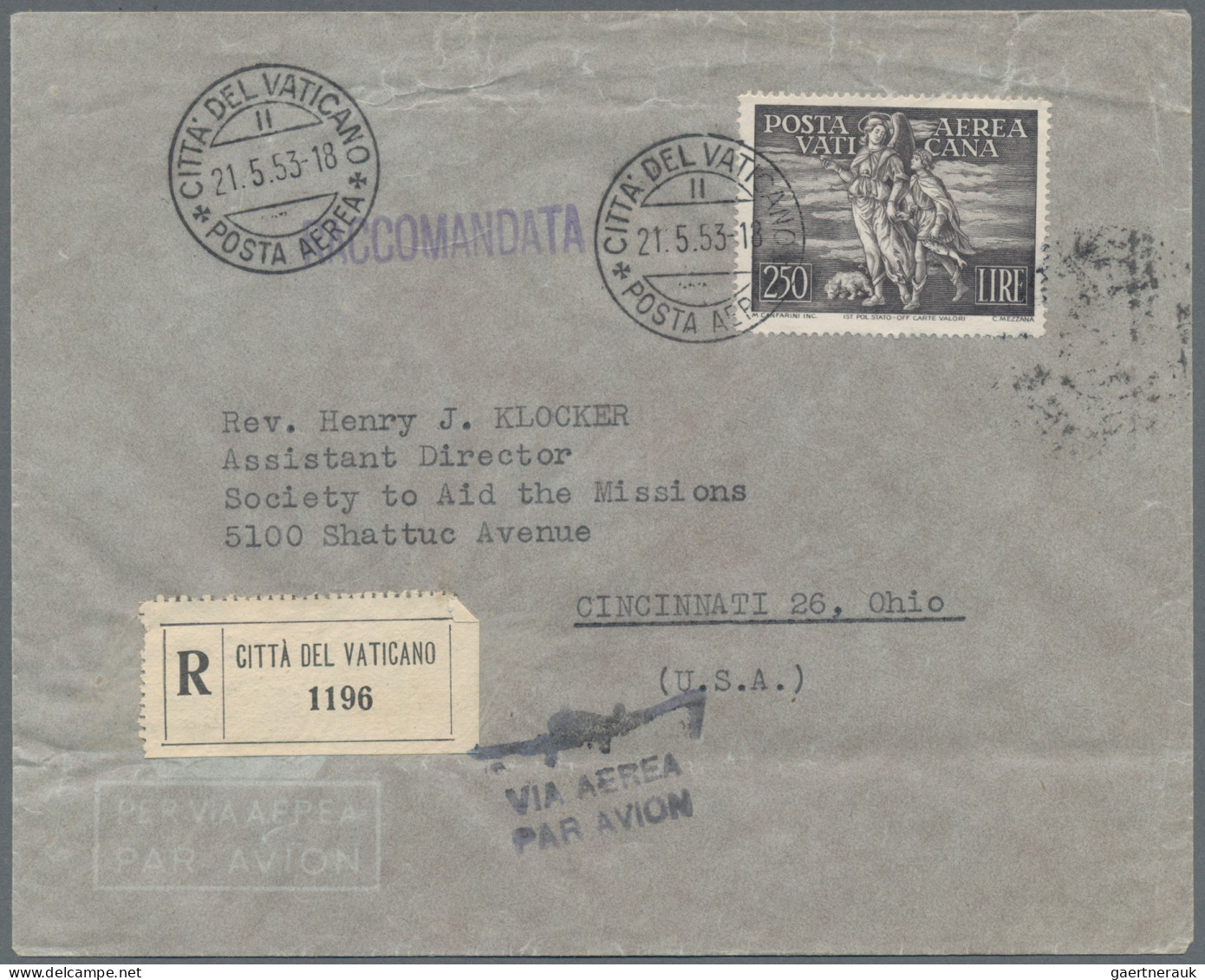 Vatican City: 1948, Airmails 250l. Black, Three Registered Airmail Covers Bearin - Covers & Documents