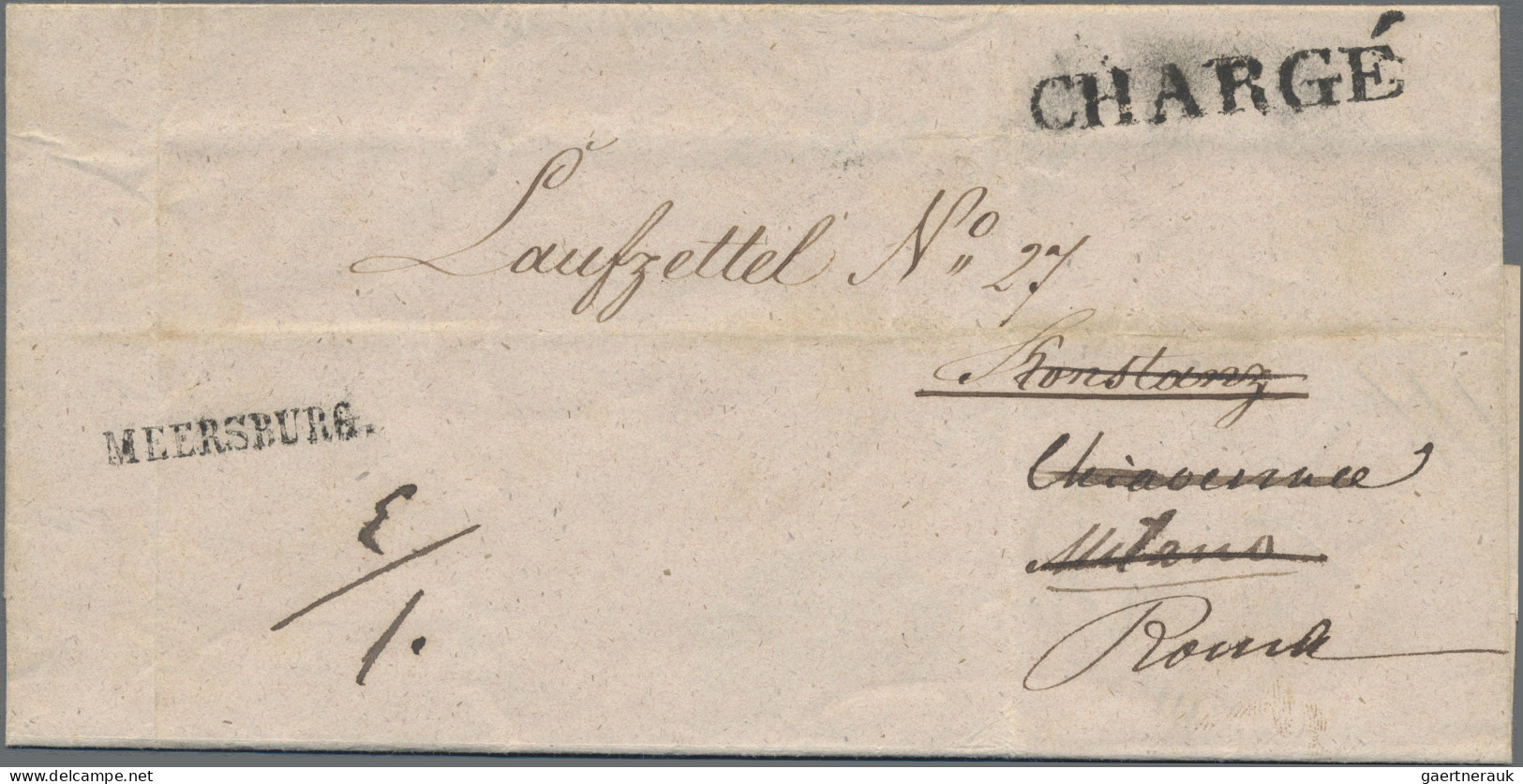 Baden - Vorphilatelie: 1855, MEERSBURG, Registrierter "Laufzettel" (Meersburg - - Prephilately