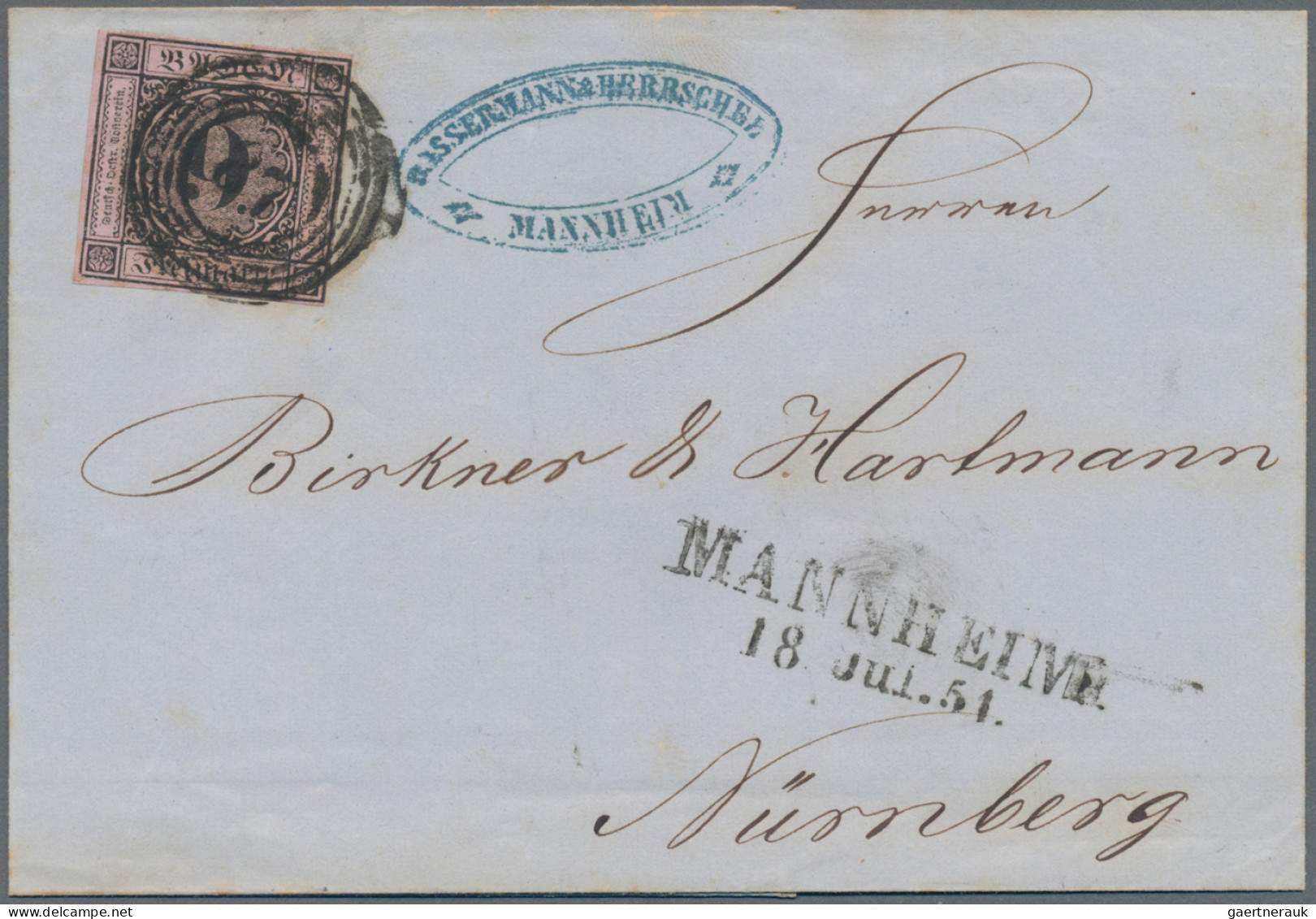 Baden - Marken Und Briefe: 1851, 9 Kr Tiefschwarz Auf Mattrötlichkarmin (1. Aufl - Sonstige & Ohne Zuordnung