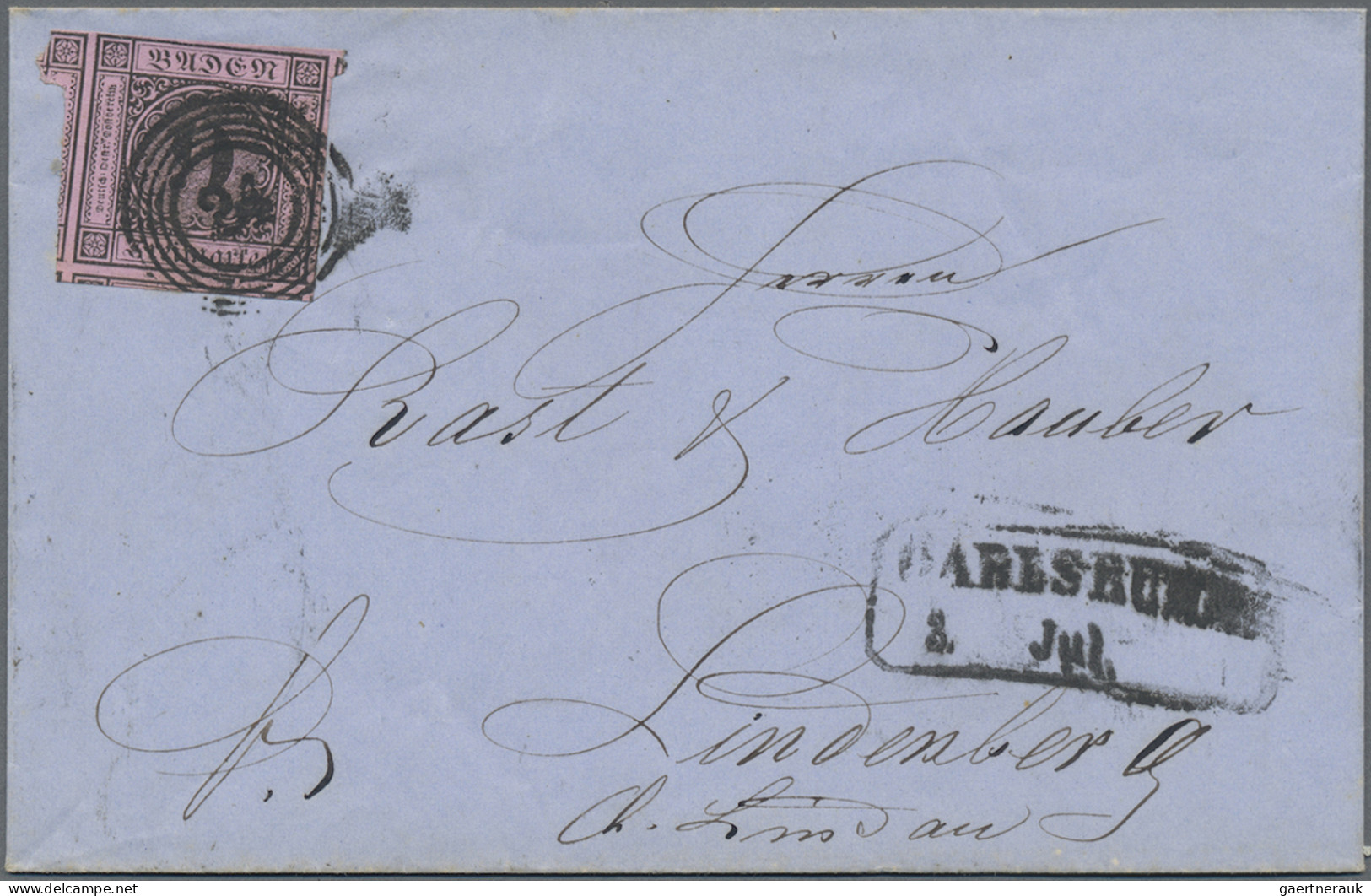 Baden - Marken Und Briefe: 1851, 9 Kr Schwarz/lilarosa, Farbfrisches Und -intens - Autres & Non Classés