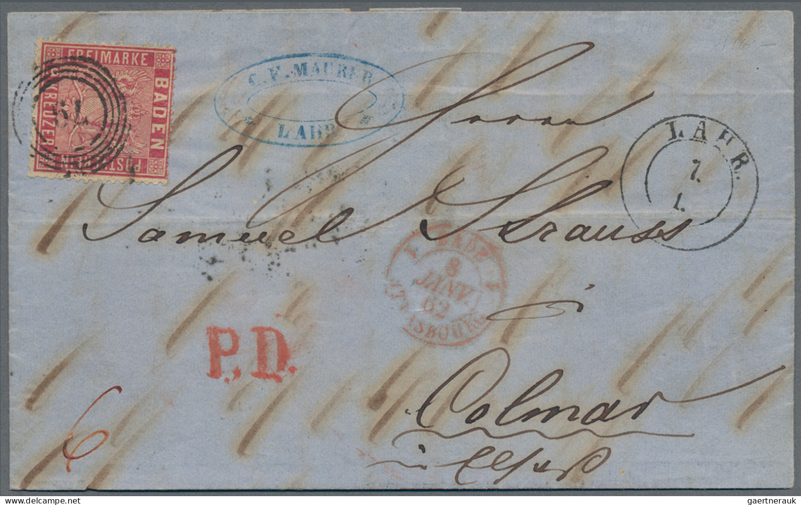 Baden - Marken Und Briefe: 1862, 9 Kr Karmin In Normalzähnung, Mit Klarem Nr.-St - Autres & Non Classés