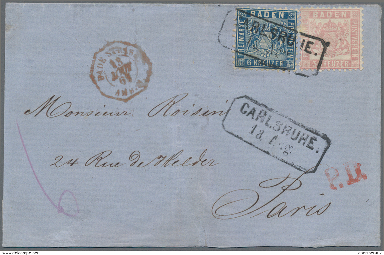 Baden - Marken Und Briefe: 1862, 6 Kr Blau Und 3 Kr Hellrosa Als Ausgaben-Mischf - Sonstige & Ohne Zuordnung