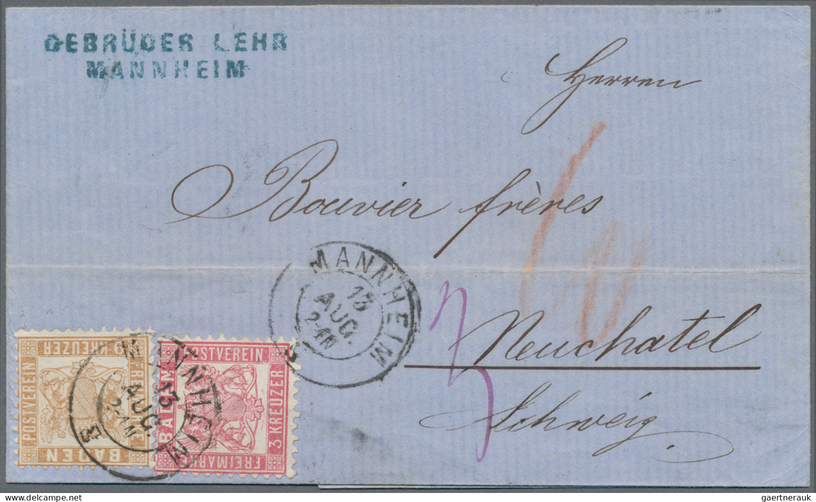 Baden - Marken Und Briefe: 1866, 3 Kr Hellrot Und 9 Kr Mittelchromgelb Als Farbf - Sonstige & Ohne Zuordnung