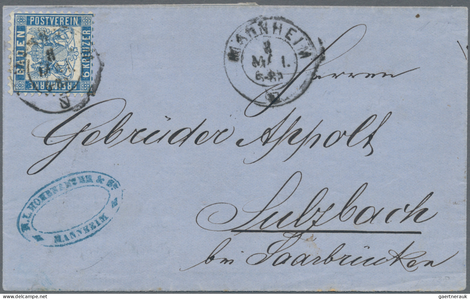 Baden - Marken Und Briefe: 1862/66, 6 Kr. Preußischblau, Einzelfrankatur Auf Bri - Sonstige & Ohne Zuordnung