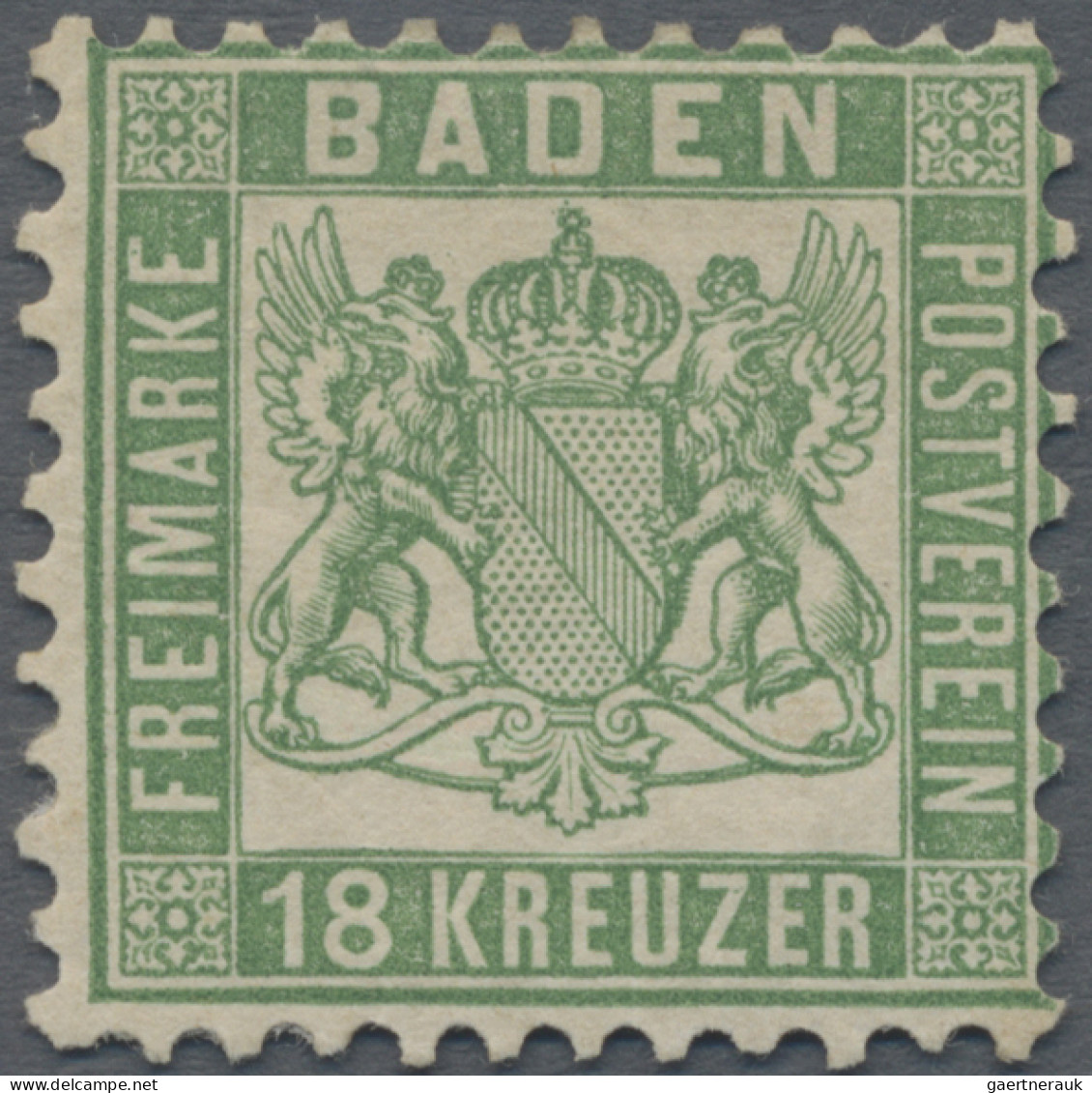 Baden - Marken Und Briefe: 1862, 18 Kr Lebhaftgrün, Ungebraucht Mit Originalgumm - Other & Unclassified
