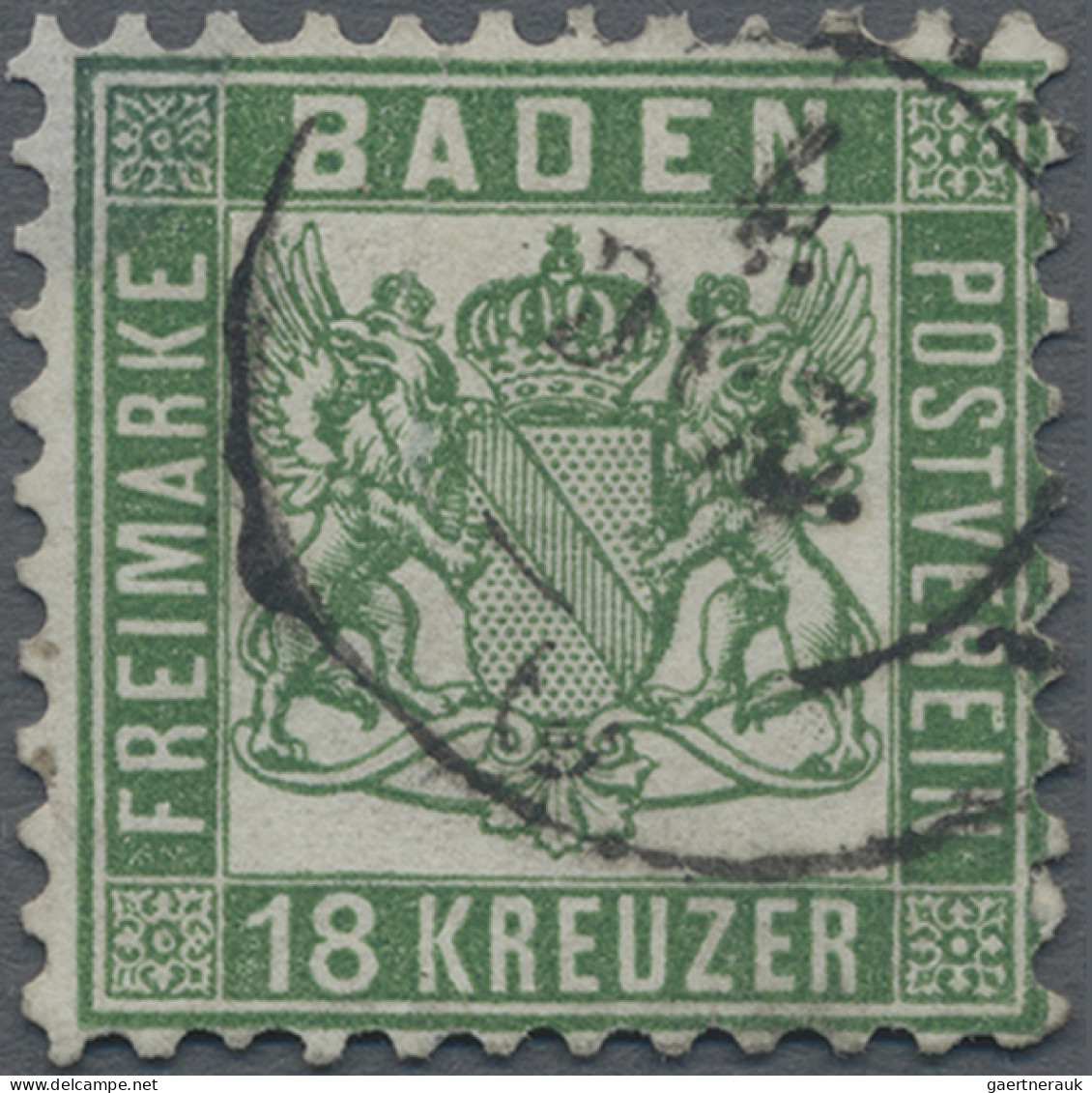 Baden - Marken Und Briefe: 1864, 18 Kr In Der Guten B-Farbe "dunkelgrün", Entwer - Autres & Non Classés