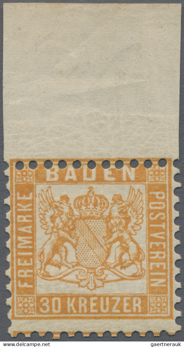 Baden - Marken Und Briefe: 1862, 30 Kr Lebhaftgelborange, Farbfrisches Kabinetts - Otros & Sin Clasificación