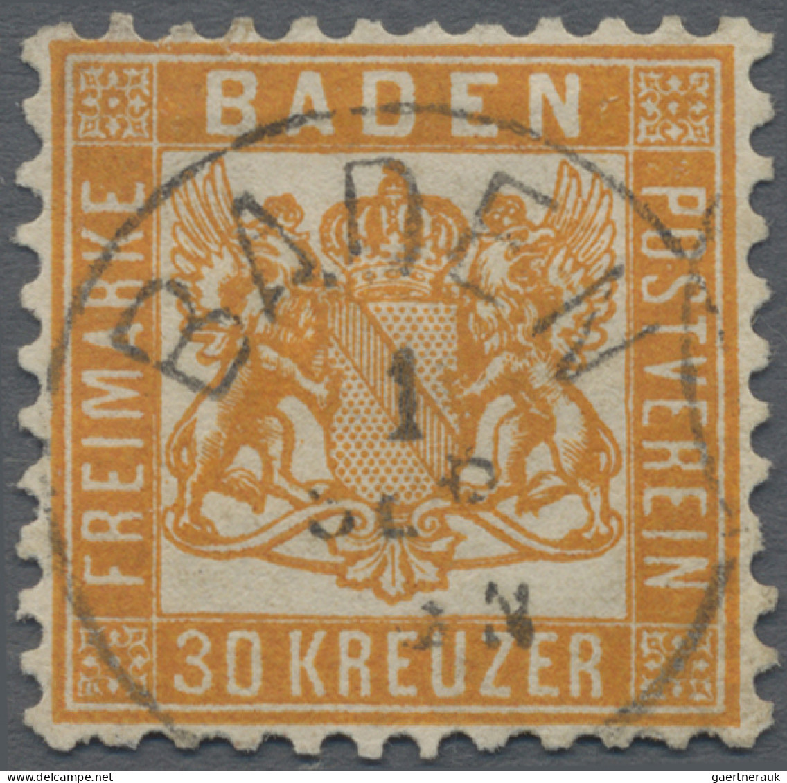 Baden - Marken Und Briefe: 1862, 30 Kr Lebhaftgelborange, Attraktives Exemplar I - Other & Unclassified