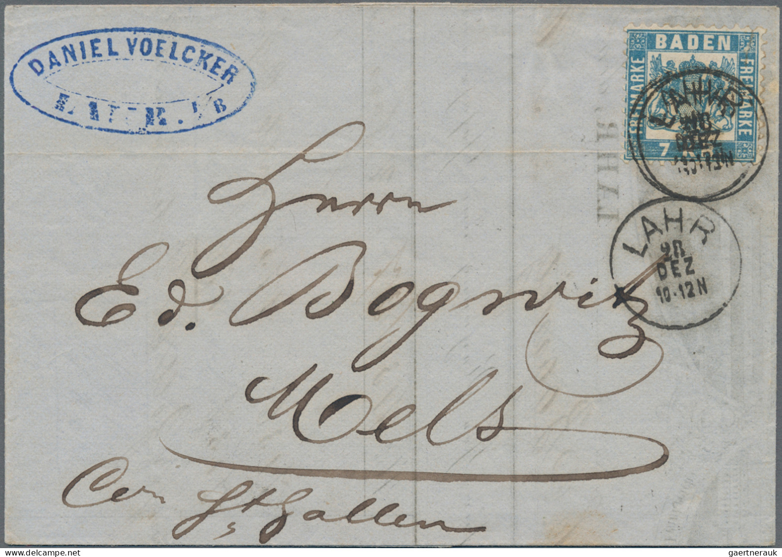 Baden - Marken Und Briefe: 1868, 7 Kr. Blau, Bug Bzw. Einschnitt, Als Einzelfran - Otros & Sin Clasificación