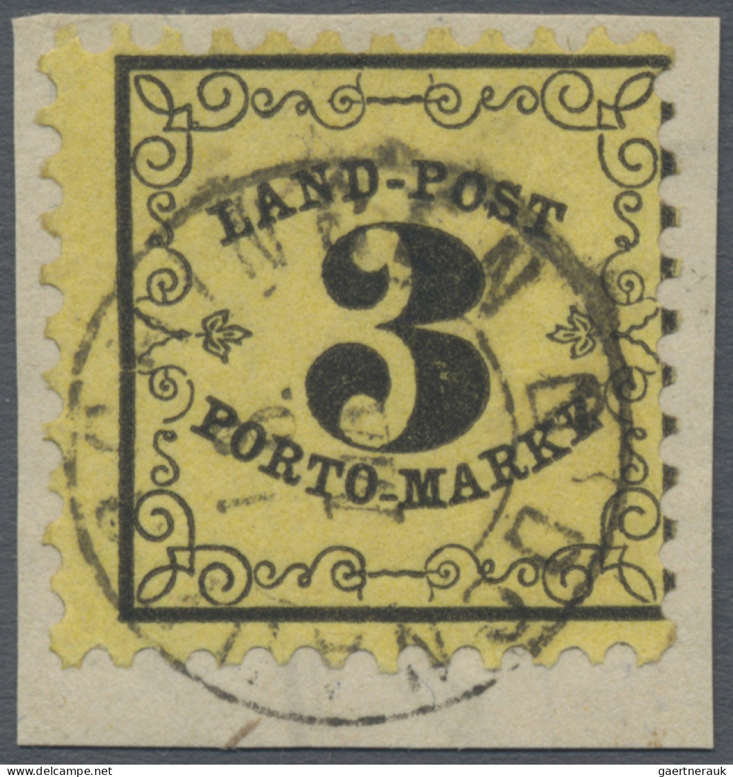 Baden - Landpostmarken: 1862, Landpost-Portomarke 3 Kreuzer Schwarz Auf Dunkelge - Andere & Zonder Classificatie