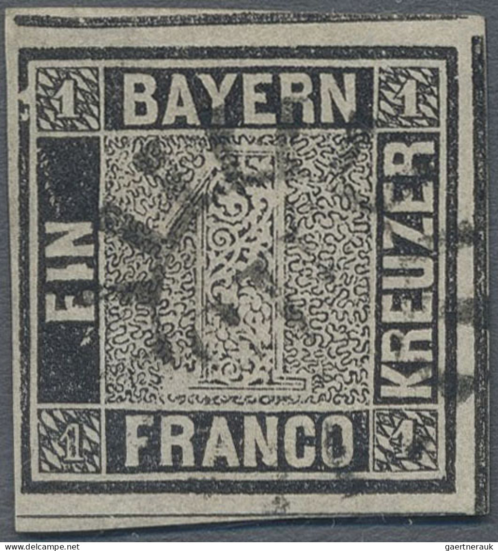 Bayern - Marken Und Briefe: 1859 1 Kr. Schwarz Von Der Platte 1 Mit Plattenfehle - Sonstige & Ohne Zuordnung