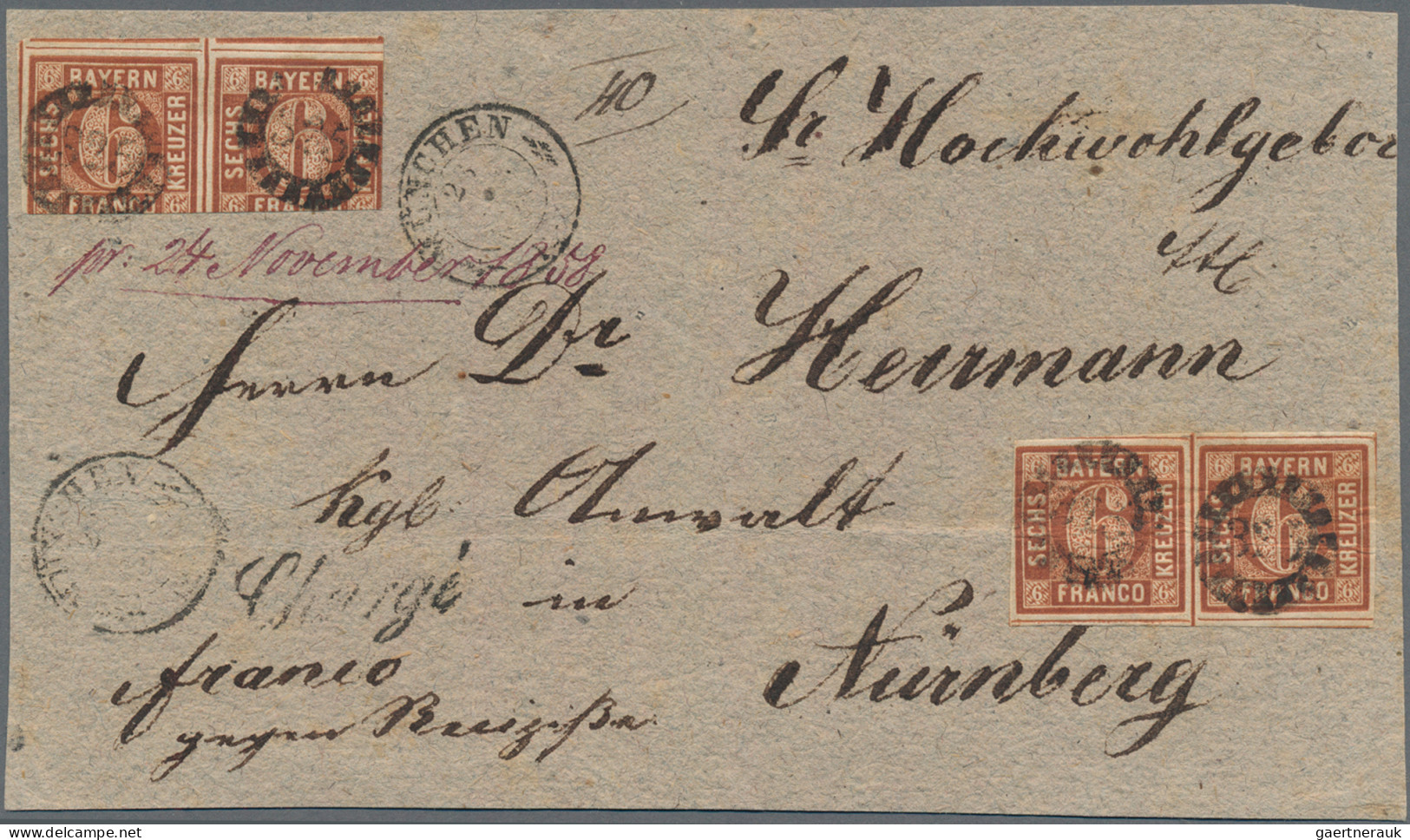 Bayern - Marken Und Briefe: 1855/1858, Zwei Einschreibe-Briefvorderseiten Mit 6 - Andere & Zonder Classificatie