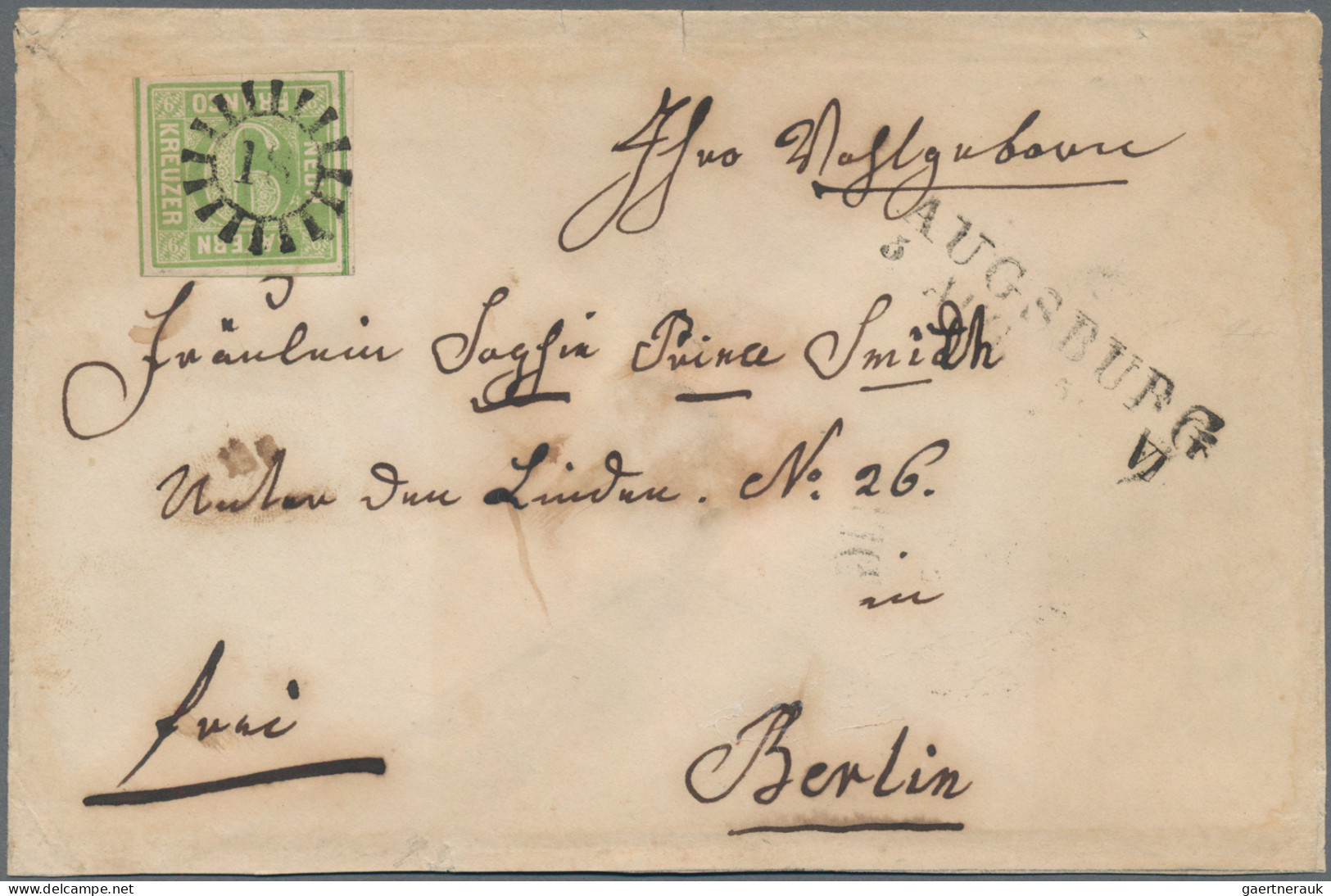 Bayern - Marken Und Briefe: 1850, 9 Kr Mittelgelblichgrün Type III(1. Auflage), - Autres & Non Classés