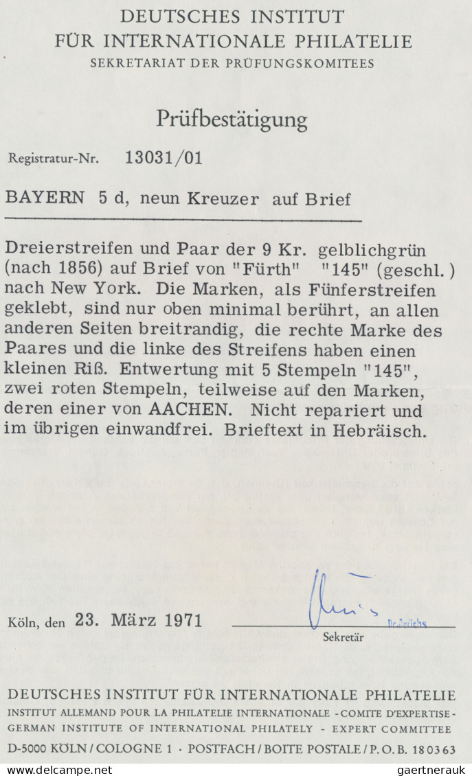 Bayern - Marken Und Briefe: 1850, "9 Kr Gelbgrün", Beeindruckende Und Attraktive - Otros & Sin Clasificación