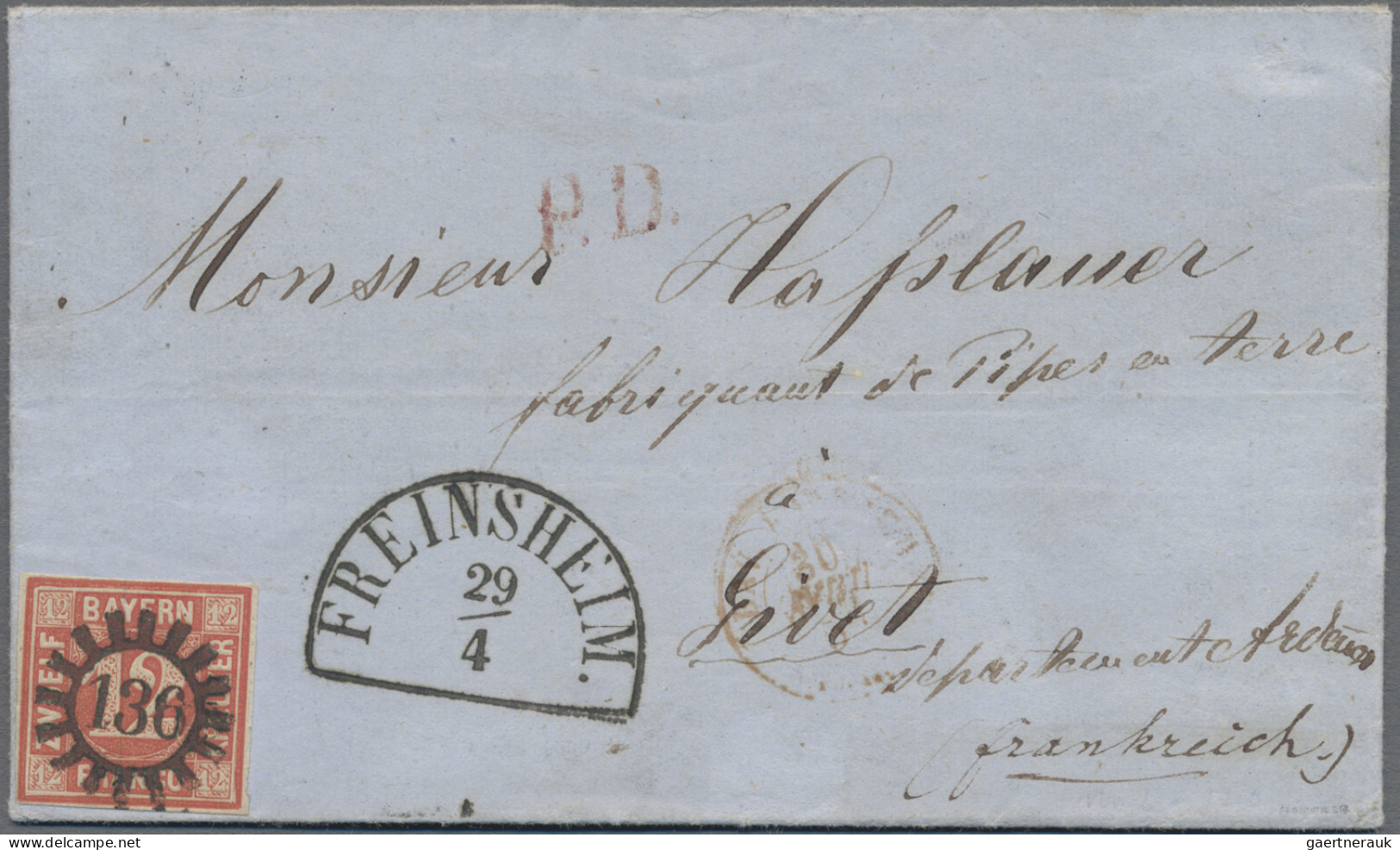 Bayern - Marken Und Briefe: 1859, 12 Kr. Rot, Leuchtend Farbfrisches, Allseits L - Andere & Zonder Classificatie