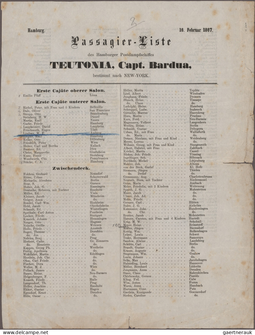 Bayern - Marken Und Briefe: 1867 "Directe Post-Dampfschifffahrt Hamburg-Amerikan - Andere & Zonder Classificatie