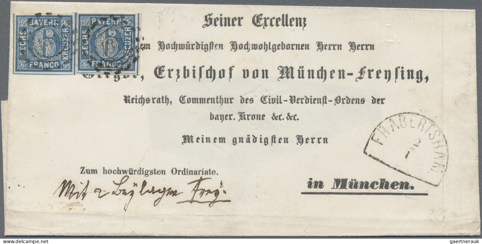 Bayern - Marken Und Briefe: 1862, 6 Kr Blau, Zwei Einzelne Exemplare, übergehend - Sonstige & Ohne Zuordnung