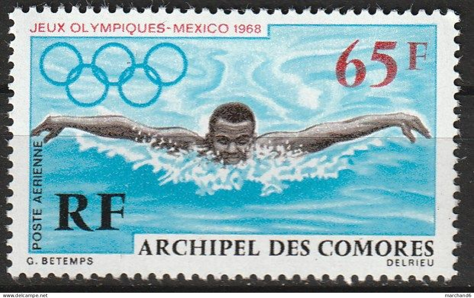 Comores Jeux Olympique De Mexico Poste Aérienne N°25 *neuf Charnière - Poste Aérienne