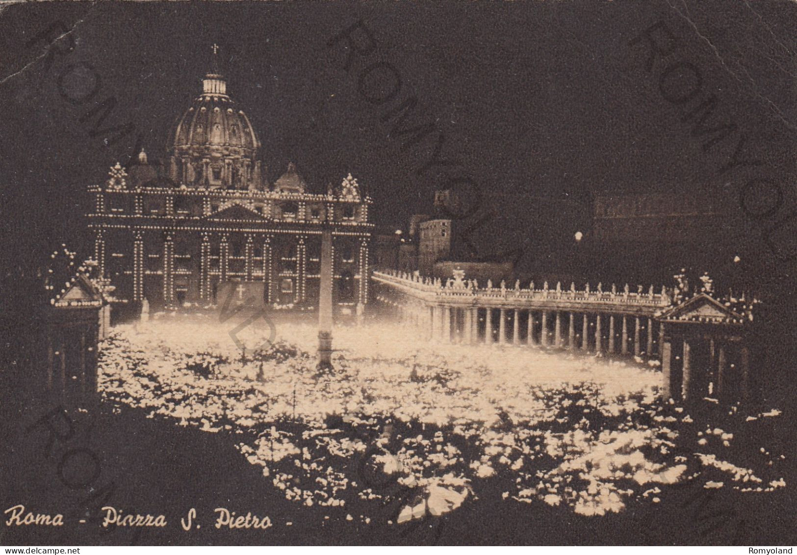 CARTOLINA  ROMA,LAZIO-PIAZZA S.PIETRO ILLUMINATA-MEMORIA,CULTURA,RELIGIONE,CRISTIANESIMO,BELLA ITALIA,NON VIAGGIATA - San Pietro