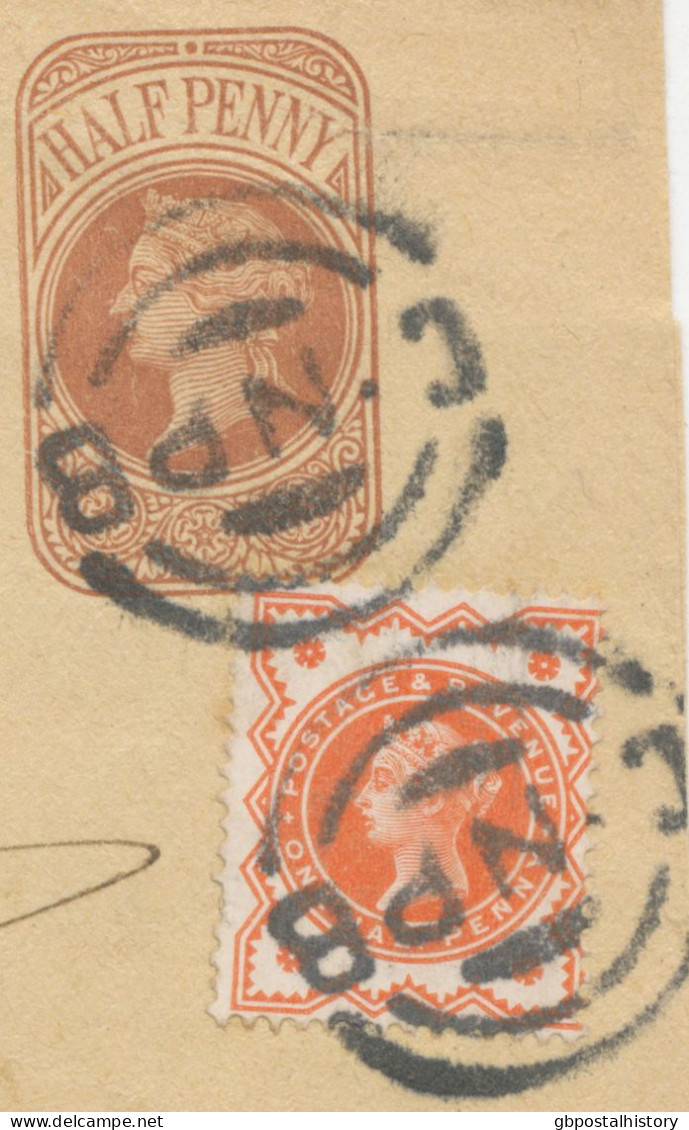 GB 189?, QV ½d Brown Superb Wrapper (WP17) Together With ½d Vermilion Jubilee With Barred Cancel "C - NPB" To SINGAPORE - Lettres & Documents