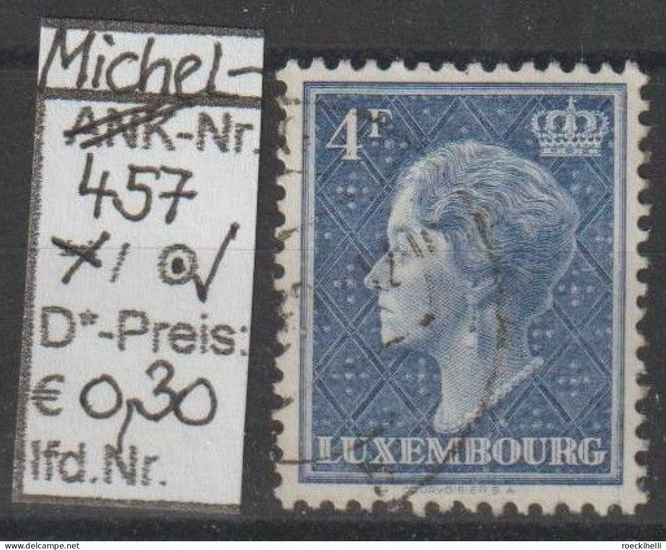 1948 - LUXEMBURG - FM/DM "Großherzogin Charlotte" 4 Fr Dkl'ultramarin  - O  Gestempelt - S. Scan (lux 457o) - 1948-58 Charlotte De Profil à Gauche