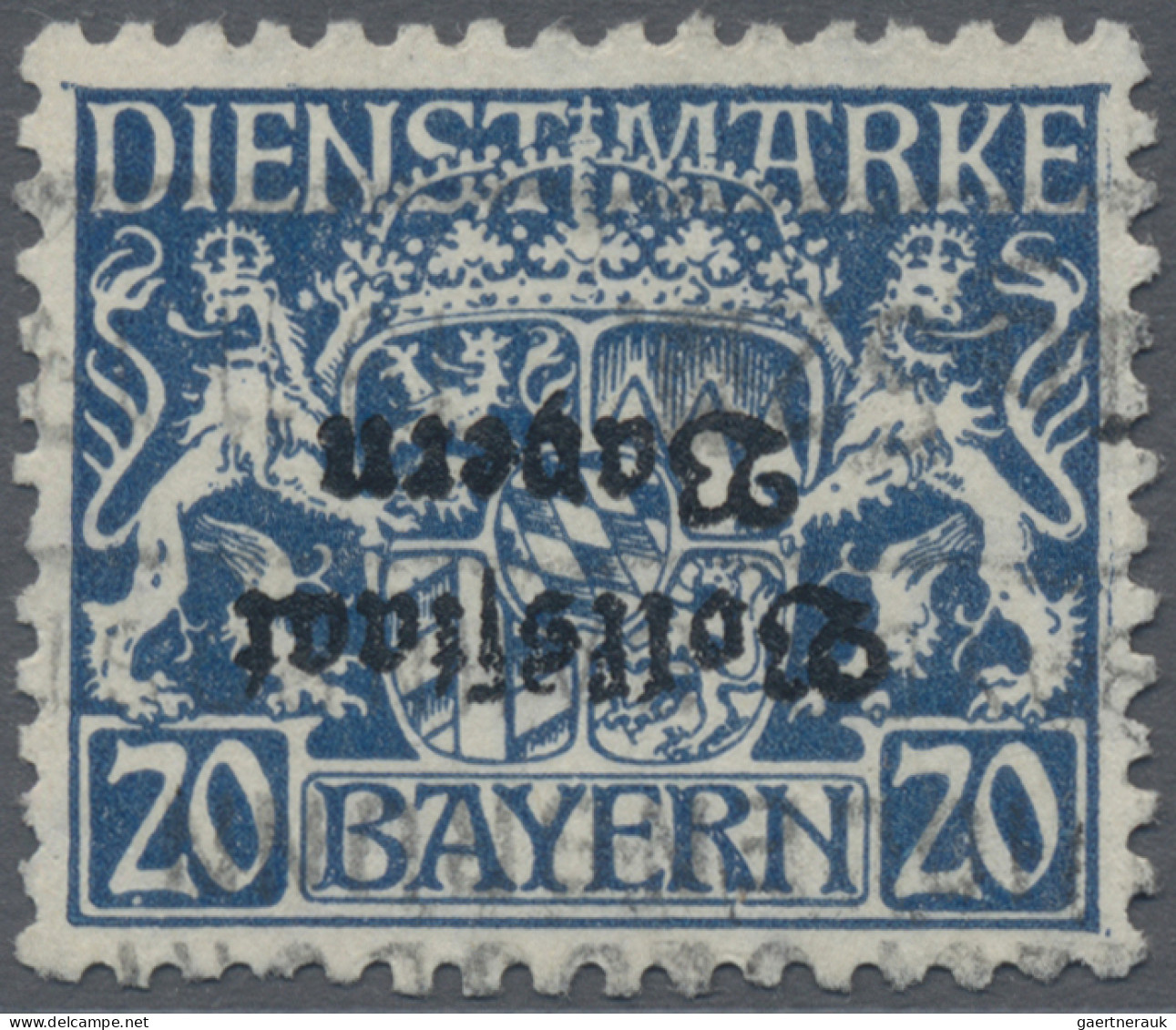 Bayern - Dienstmarken: 1919, 10 Pfg Ultramarin Mit Seltenem KOPFSTEHENDEM Aufdru - Other & Unclassified