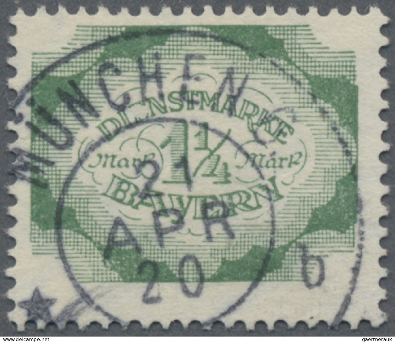 Bayern - Dienstmarken: 1920, 1 1/4 M Abschiedsausgabe Mit PF I "E In Dienst Vers - Otros & Sin Clasificación