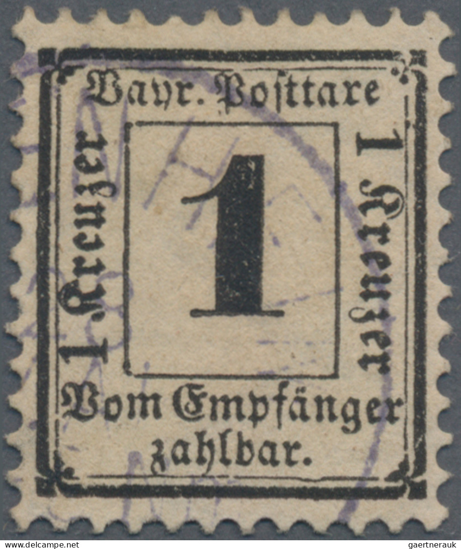 Bayern - Portomarken: 1870, 1 Kr. Schwarz, Wz X, Sauber Gestempeltes Kabinettstü - Sonstige & Ohne Zuordnung