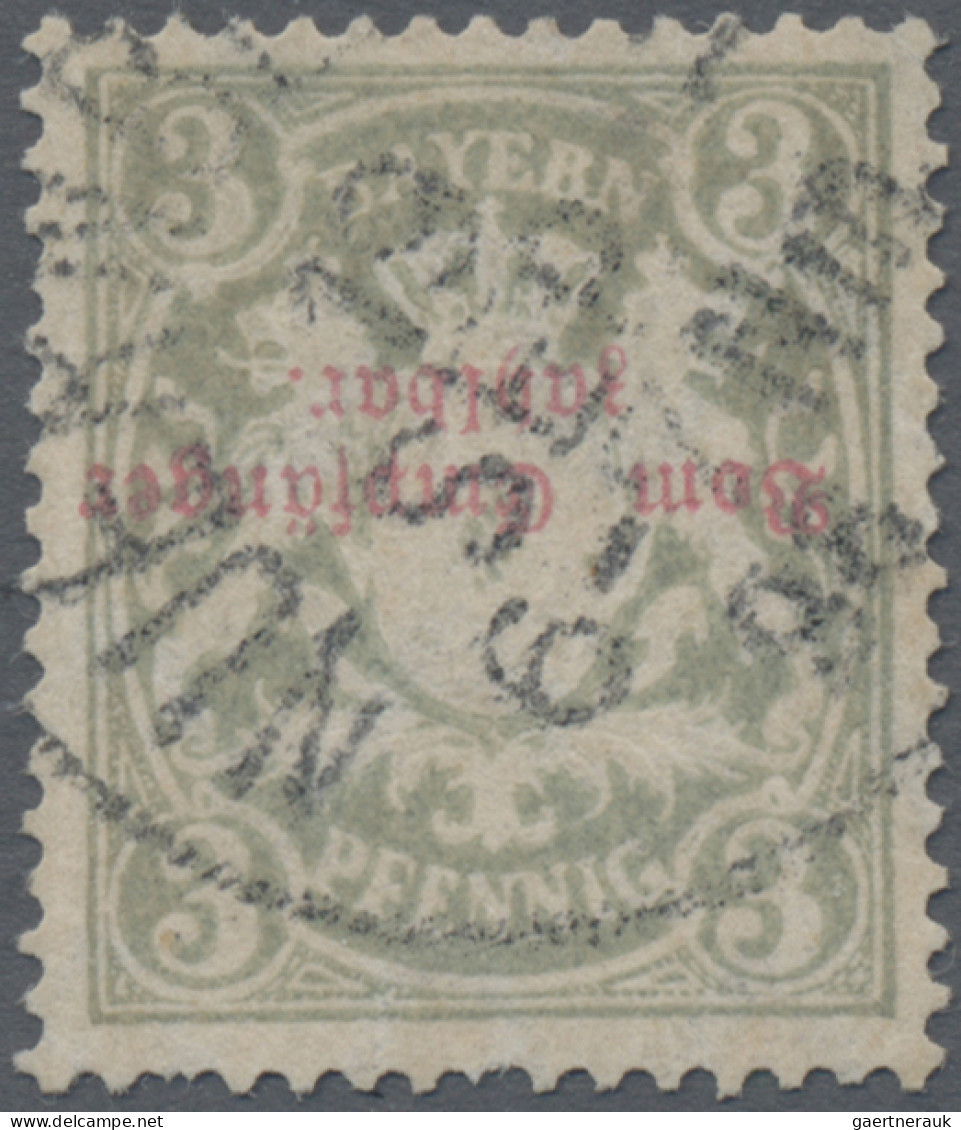 Bayern - Portomarken: 1888, 3 Pf Grau Mit KOPFSTEHENDEM AUFDRUCK Und Echter Entw - Other & Unclassified