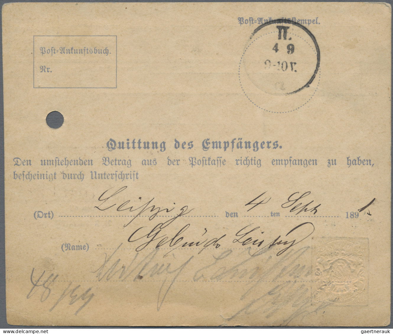 Bayern - Ganzsachen: 1891, Postanweisung 30 Pfg. Braun über 140.52 Mark Gebrauch - Other & Unclassified