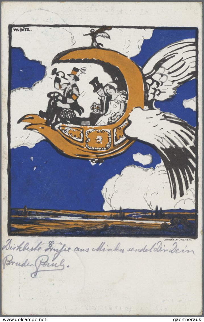 Bayern - Ganzsachen: 1912, Flugpostkarte 5 Pfg. Luitpold + 25 Pfg. "BAEC", Beide - Sonstige & Ohne Zuordnung