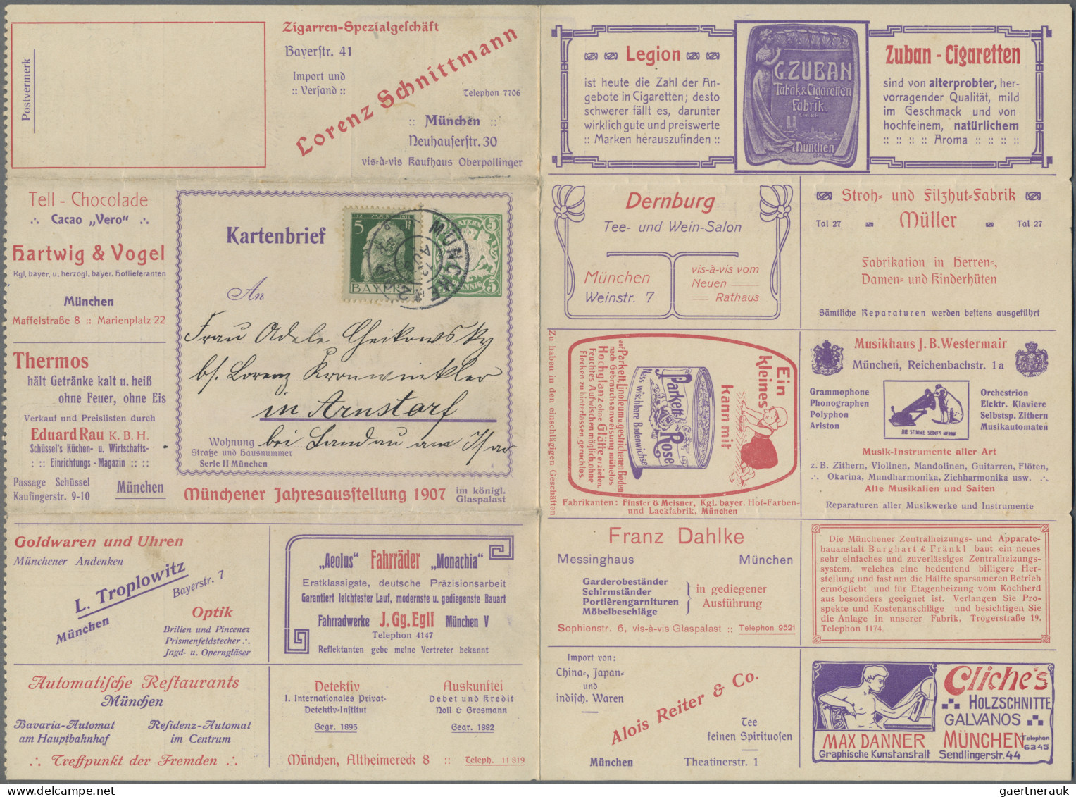 Bayern - Privatganzsachen: 1907, München, Anzeigenkartenbrief 5 Pfg. Wappen Mit - Sonstige & Ohne Zuordnung