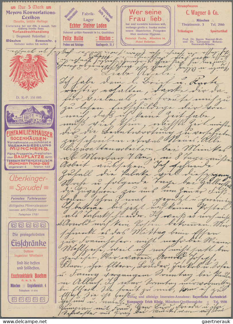 Bayern - Privatganzsachen: 1907, München, Anzeigenkartenbrief 5 Pfg. Wappen Mit - Sonstige & Ohne Zuordnung