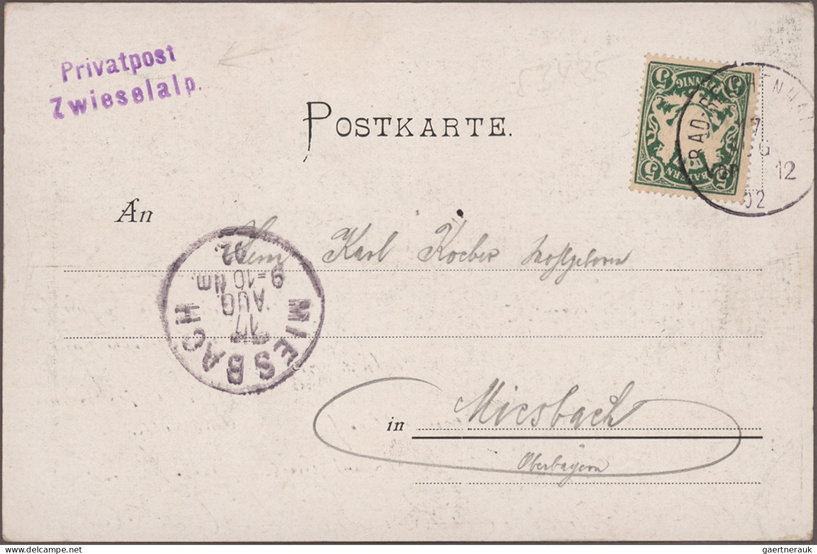 Bayern - Besonderheiten: 1902/11, Privatpost Zwieselap, 2 Gruss-Karten Beide Ech - Autres & Non Classés