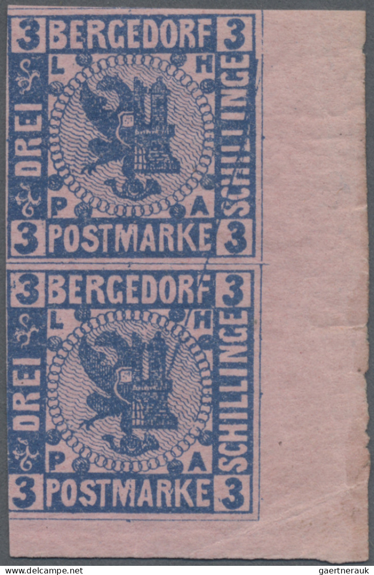 Bergedorf - Marken Und Briefe: 1861, 3 S Im Schönen Senkrechten Seitenrand/Bogen - Bergedorf