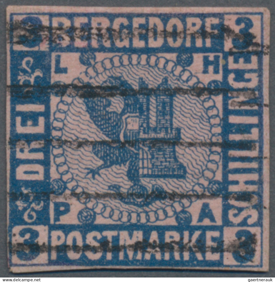 Bergedorf - Marken Und Briefe: 1861, 3 Sch. Dunkelultramarin Auf Mattrosa, Feins - Bergedorf