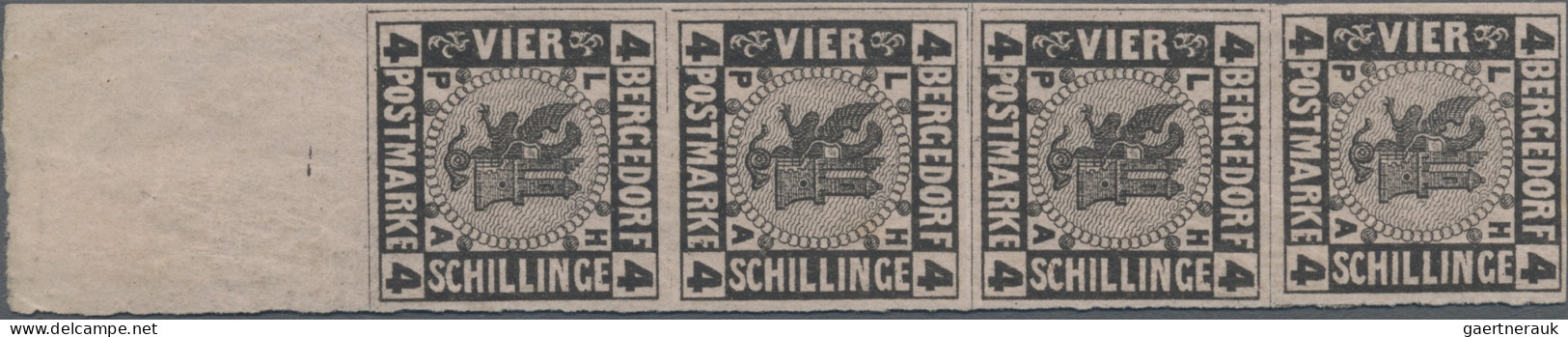Bergedorf - Marken Und Briefe: 1861, 4 Schilling Schwarz Auf Rosachamois, PROBED - Bergedorf