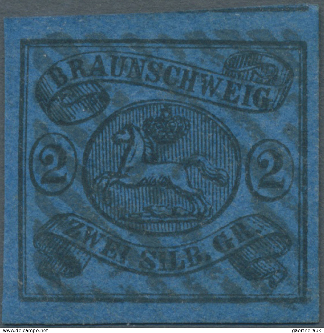 Braunschweig - Marken Und Briefe: 1853, Freimarke Wappen 2 Sgr. Schwarz Auf Blau - Braunschweig