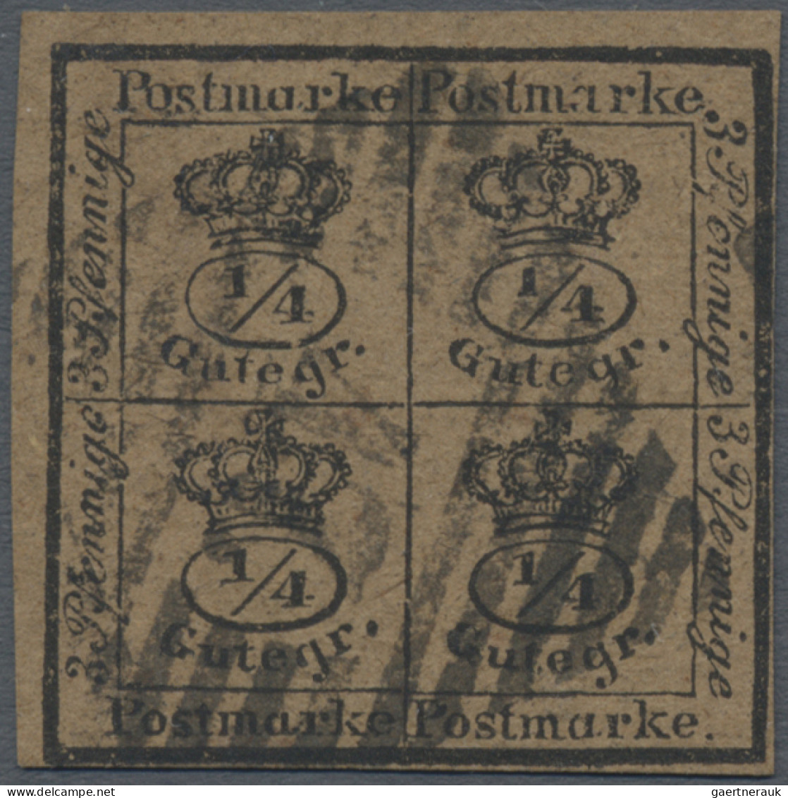 Braunschweig - Marken Und Briefe: 1857 4/4 Gr. Schwarz Auf Gelbbraunem, Weichen - Braunschweig